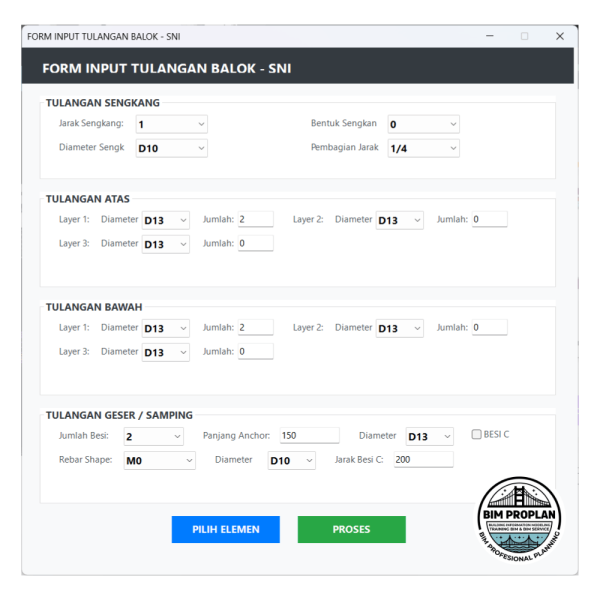 Plugin Otomatisasi Pembesian Beam Revit